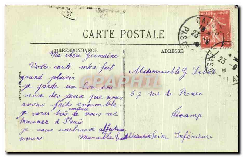 CPA Sangatte Les Falaise du Blanc Nez  — Rückseite