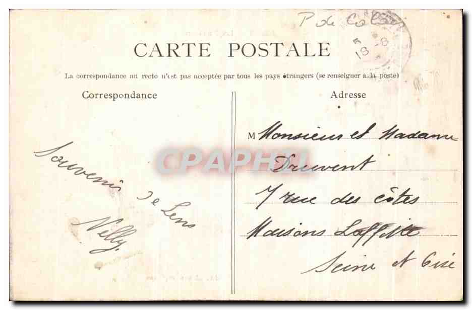 CPA Lens La Fosse No 9 Siderurgie — Rückseite