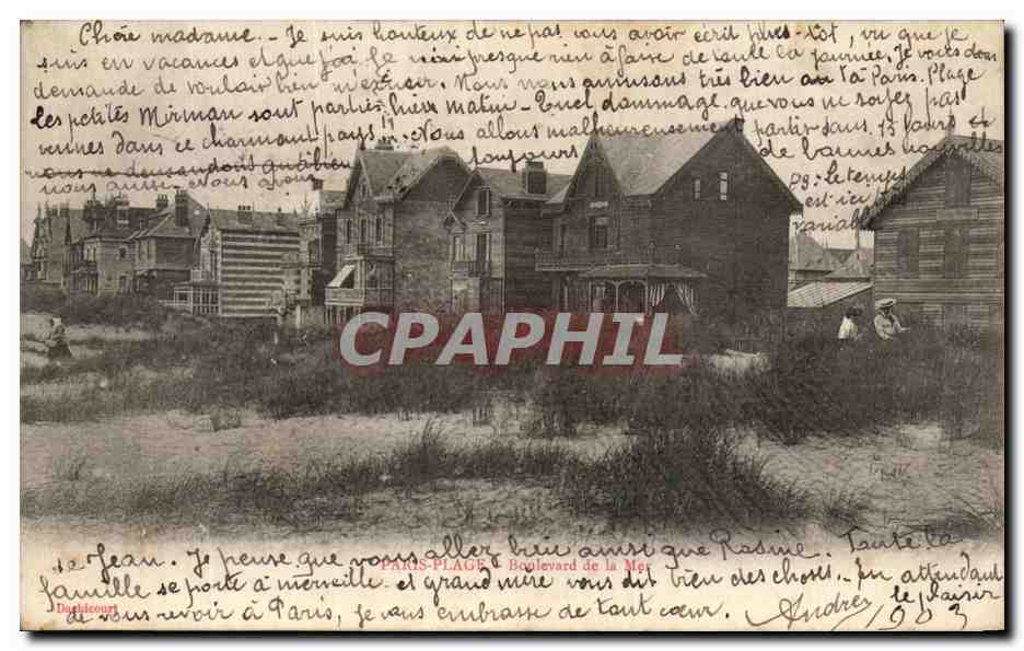 Plage de la Mer — Vue de bungalows — Éditeur : Daubiecourt
