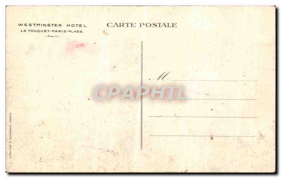 Le Westminster — Le Touquet-Paris-Plage — Éditeur PdeC — Rückseite