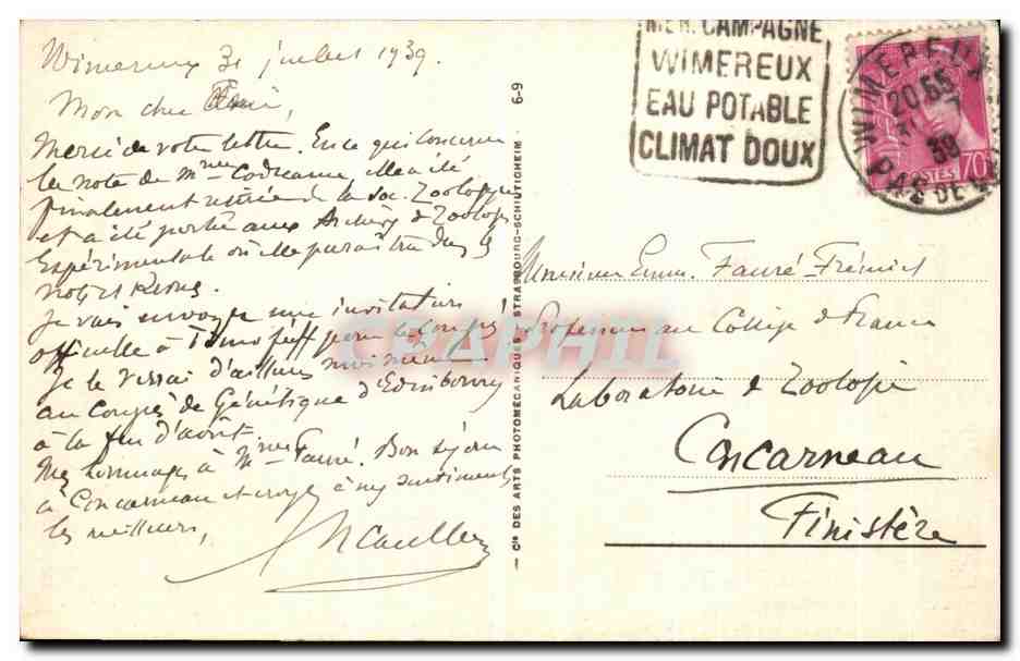CPA Wimereux La Station Zoologique — Rückseite