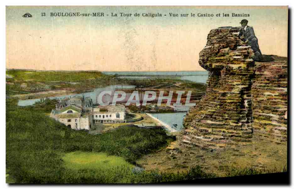CPA Boulogne Sur Mer La Tour de Caligula Vue Sur Le Casino et Les Bassins