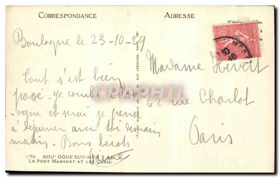 Tarjeta postal antigua Boulogne Sur Mer Le Pont Marguet Et Les Quais — Reverso