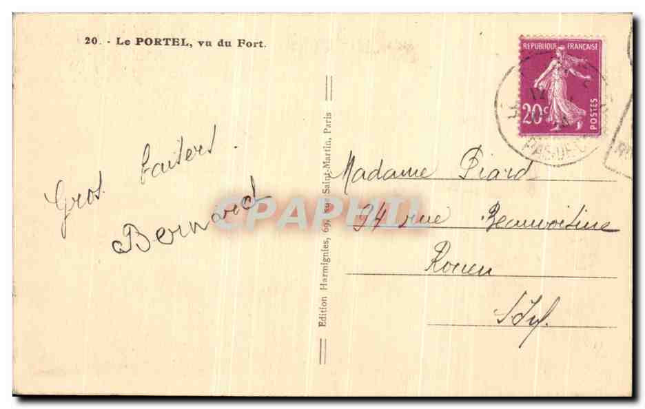 CPA Le Portel Vu Du Fort  — Verso