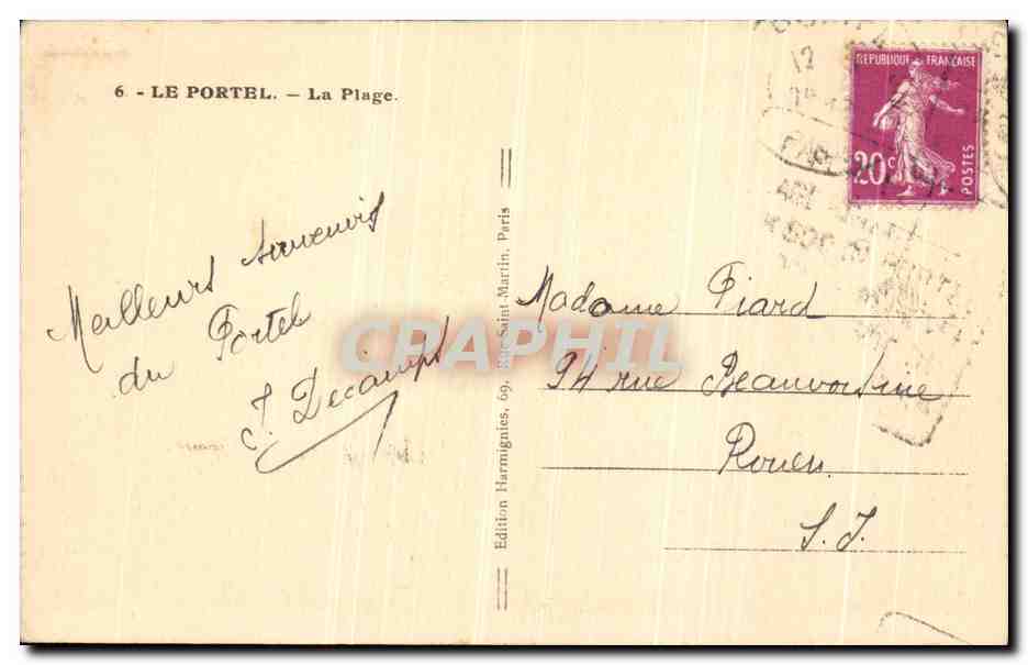 CPA Le Portel La Plage  — Verso