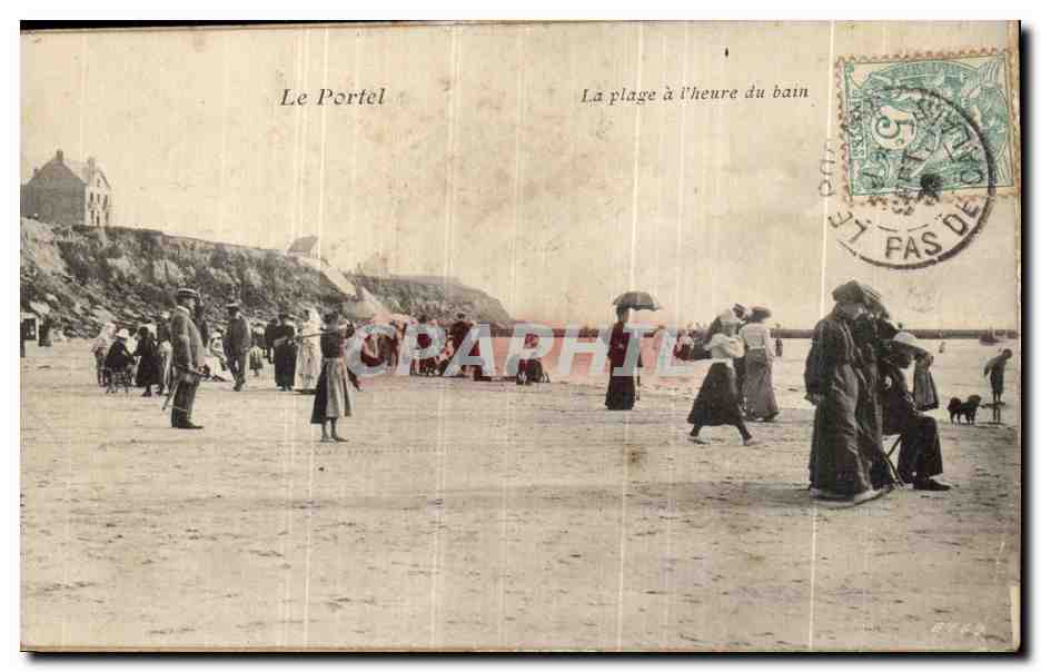 Carte collee recto versoLe Portel La Plage Vue Generale — Rückseite