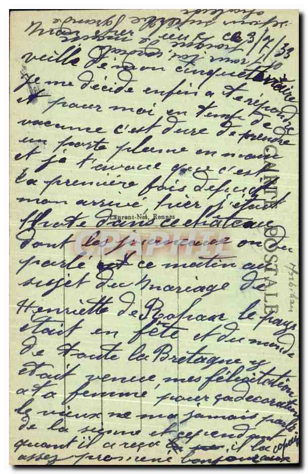 Josselin - Les Bords de l'Oust et le Château — Éditeur anonyme, n° 4376 — Rückseite