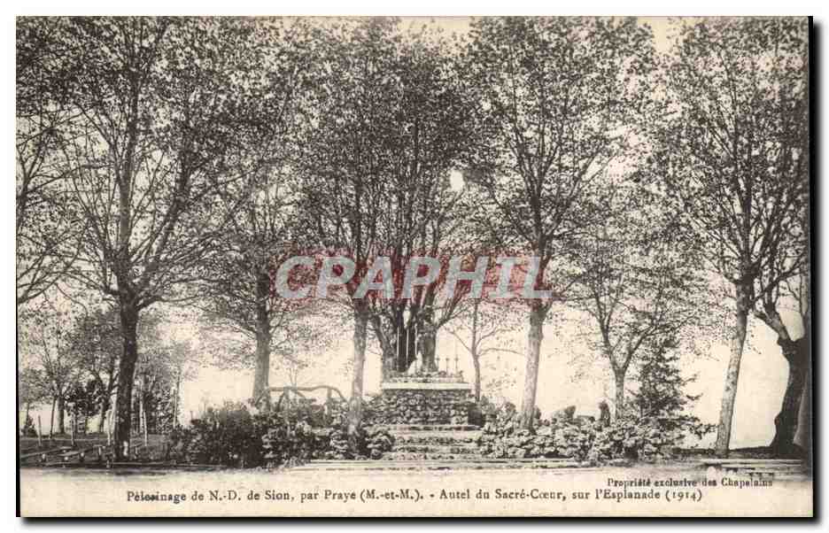 Pélerinage de N.-D. de Sion, par Prayé (M.-et-M.) - Autel du Sacré-Cœur, sur l'Esplanade (1914) — Propriété exclusive des Chapelains