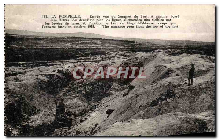 La Pompelle — Entrée vue du sommet du fort, lignes allemandes visibles vers Reims — n°145