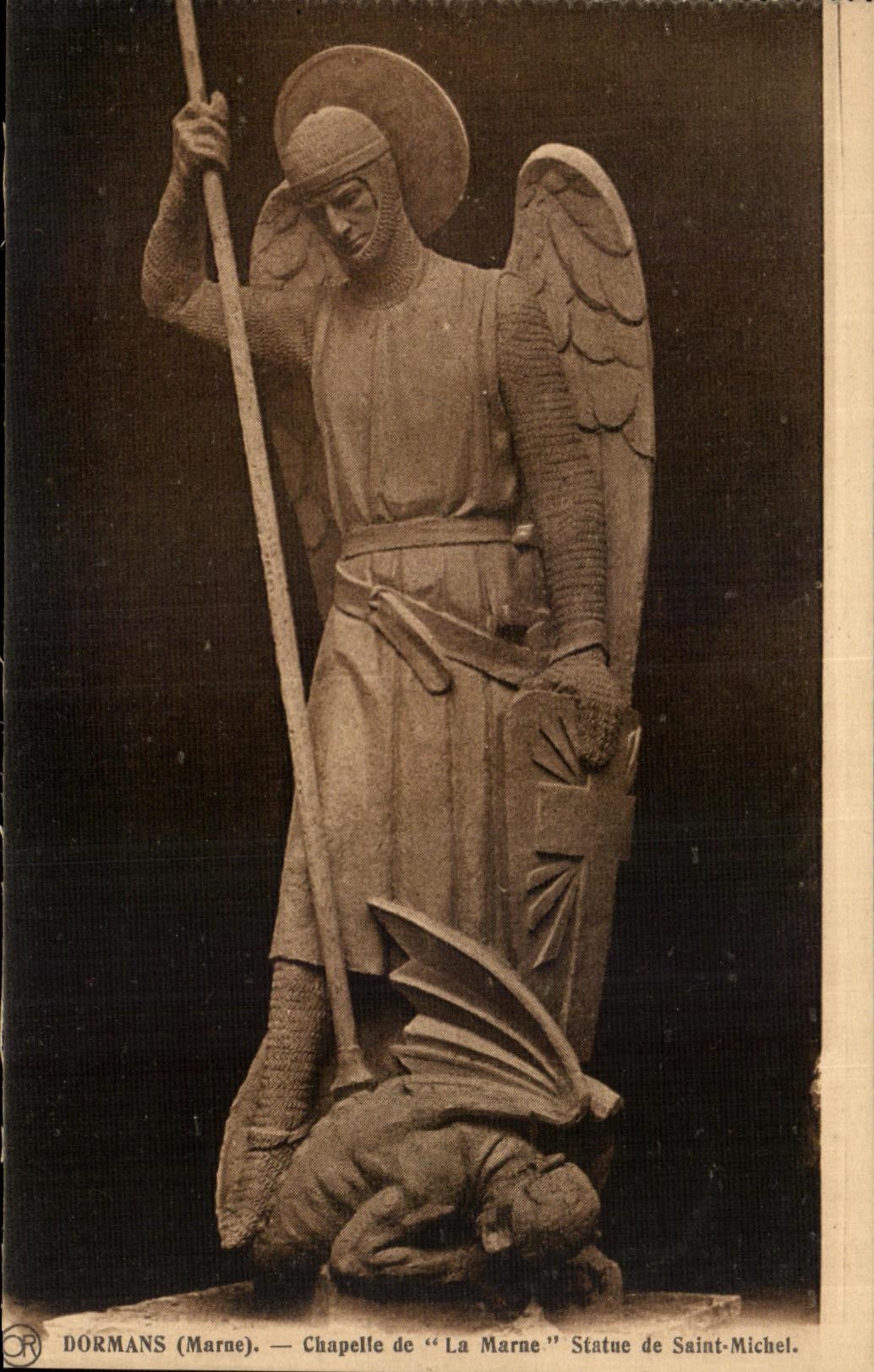 CPA Dormas Chapelle De La Marne Statue De Saint Michel 