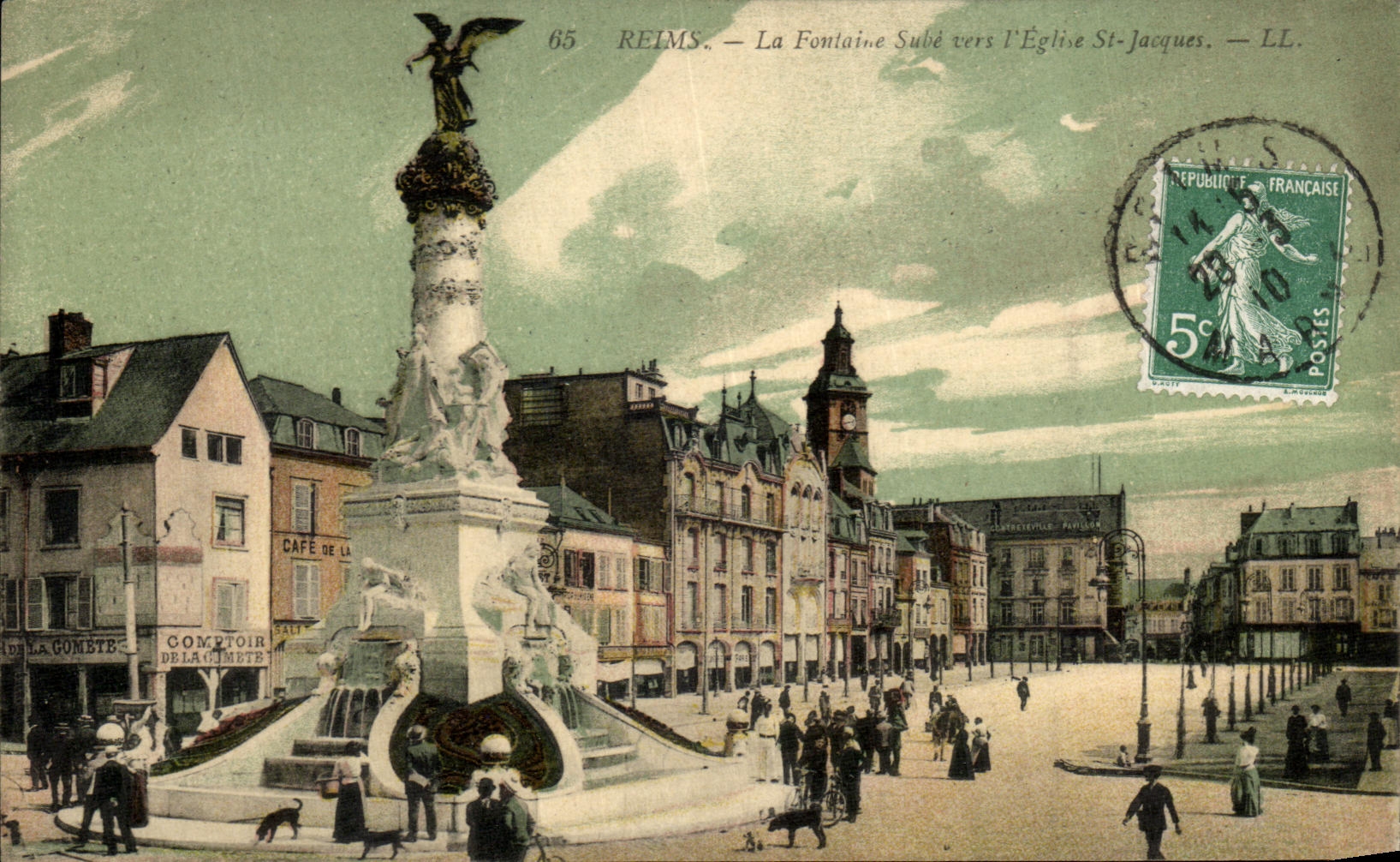 CPA Reims La Fontaine Subevers L Eglise St Jacques