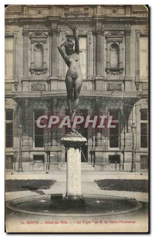 CPA Reims Hotel De Ville La Vigne De Saint Marceaux 