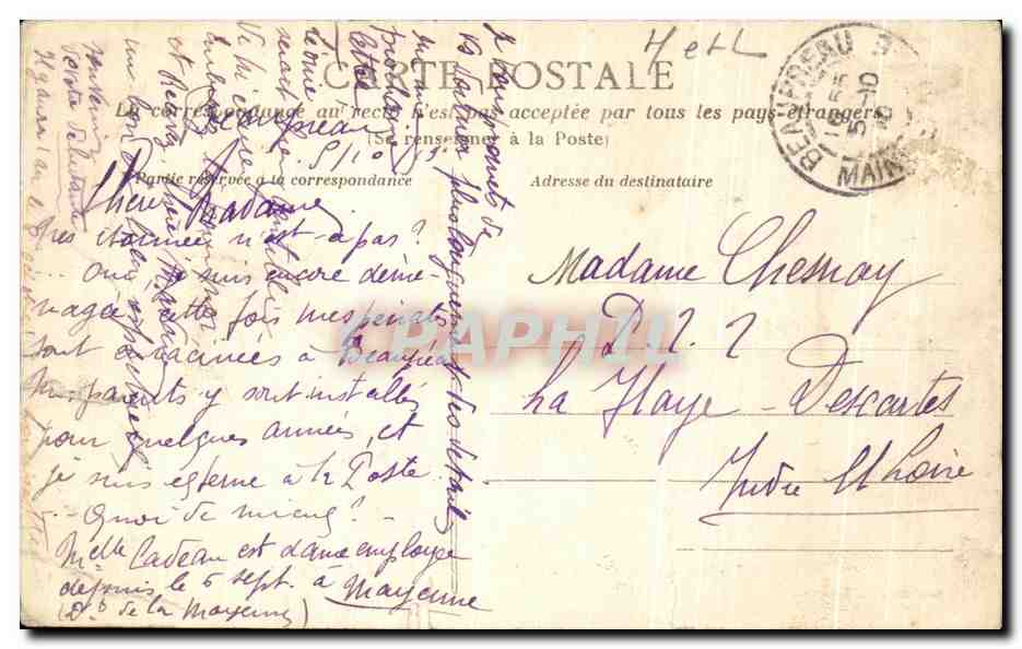 CPA Beaupreau La Place du Marche et Les Postes  — Rückseite