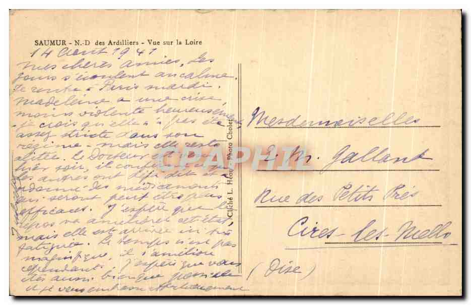 CPA Saumur N D Ardilliers Vue Sur La Loire  — Rückseite