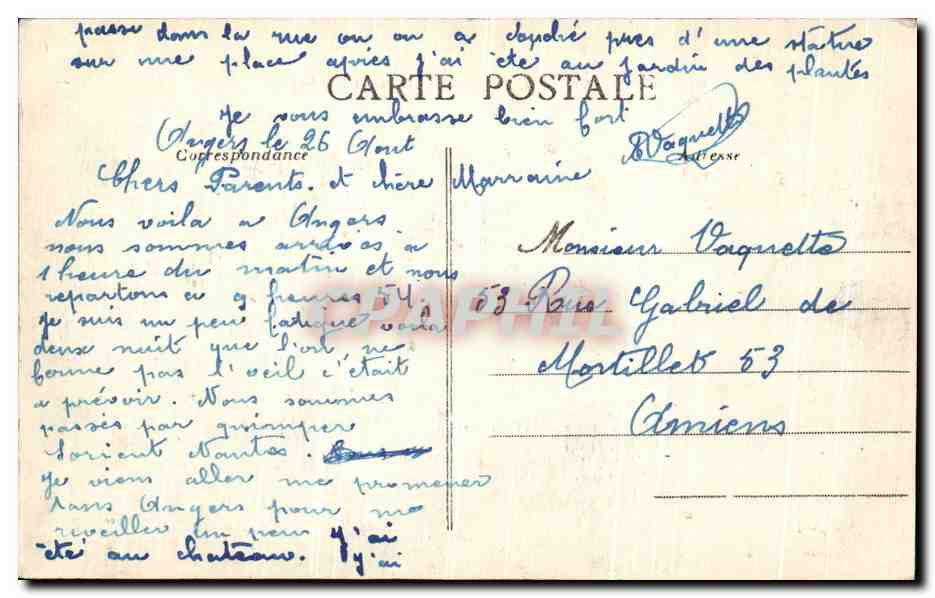 Angers - Vue Générale sur le Pont de la Basse-Chaîne et le Château — Edition Larouste, n°4 — Rückseite