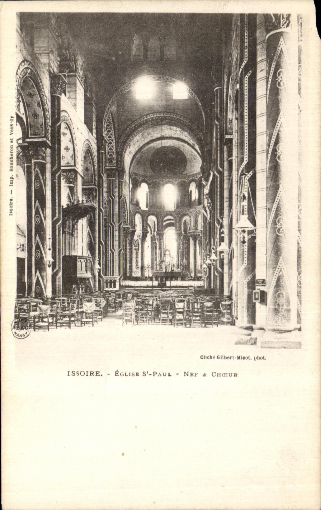 Issoire - Église Saint-Paul - Nef & Chœur — Cliché Gilbert-Mieot, phot. — Imp. Boucheron & Vessily