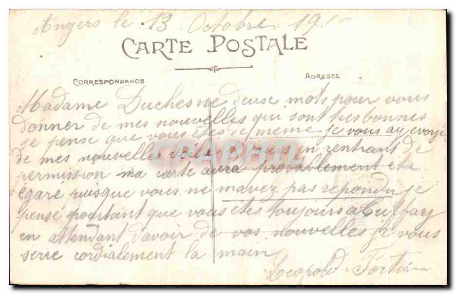 CPA Angers Place du Ralliement Et Rue d Alsace — Rückseite