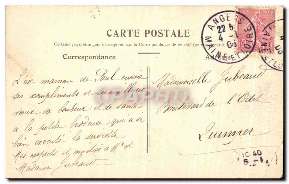 CPA Angers Grille du Jardin Des Plantes  — Rückseite