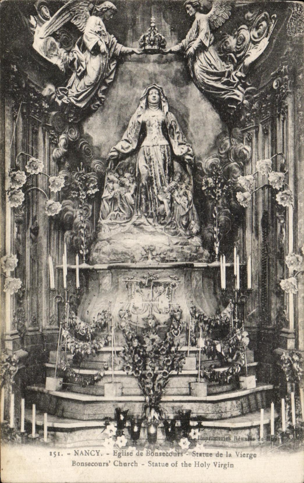 CPA Nancy Eglise De Bonsecours Statue de la Vierge 