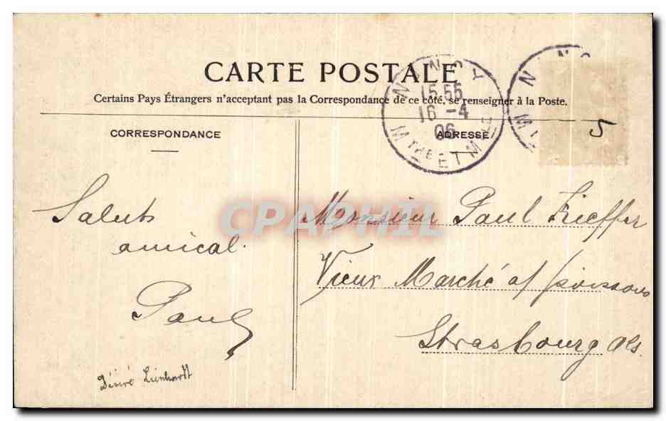 CPA Nancy Grille en Fer Forgue De Jean Lamour Arriere plan le Theatre et le cercle militaire  — Verso