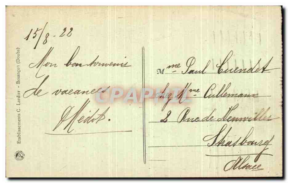 CPA Nancy Cote Est  — Rückseite