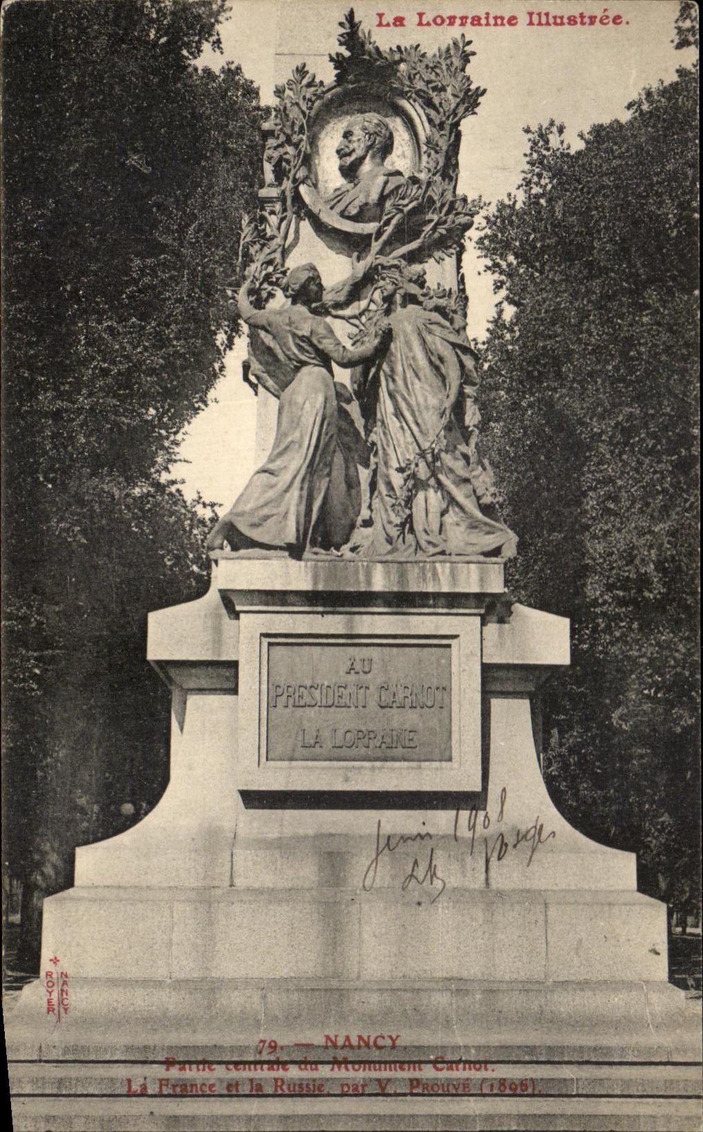 CPA Nancy Partie centrale Du Monument Carnot La France et la Russie 