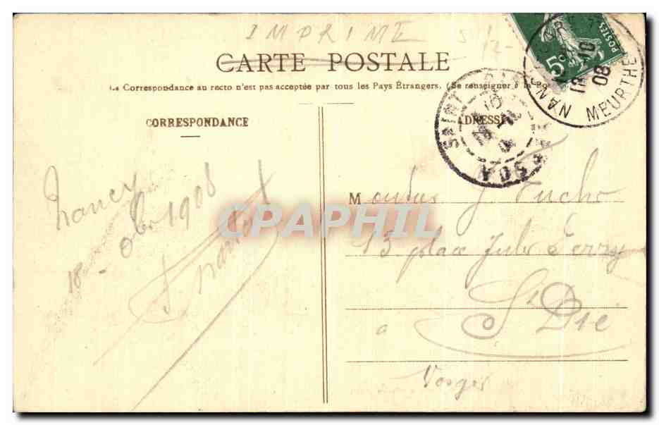 CPA Nancy Place Statnislas — Verso