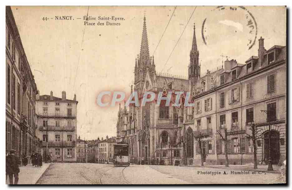 CPA Nancy Eglise Saint Epvre Place des Dames Tramway