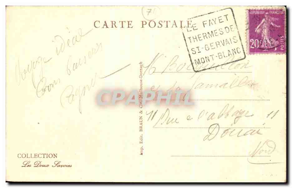 Vintage Postcard Chamonix Teleferique De Plan Praz Brevent and Brevent Summit — Back