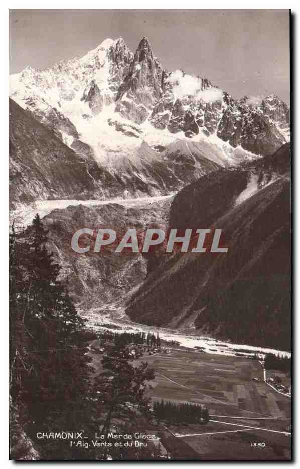 CPA Chamonix La Mer de Glace L aiguille verte et du Dru 