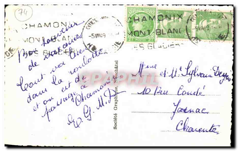 CPA Chamonix Chaine Mt Blanc  — Verso
