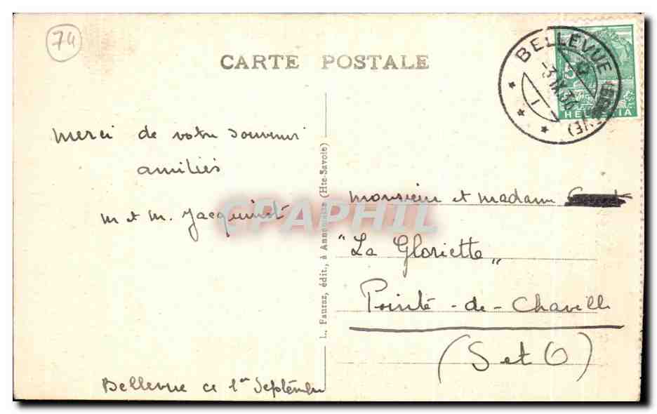 CPA Chamonix mont Blanc La Chaine Flegere — Verso