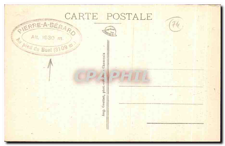 CPA Chamonix Mont Blanc Chalet Glacler et Col de Berard — Verso