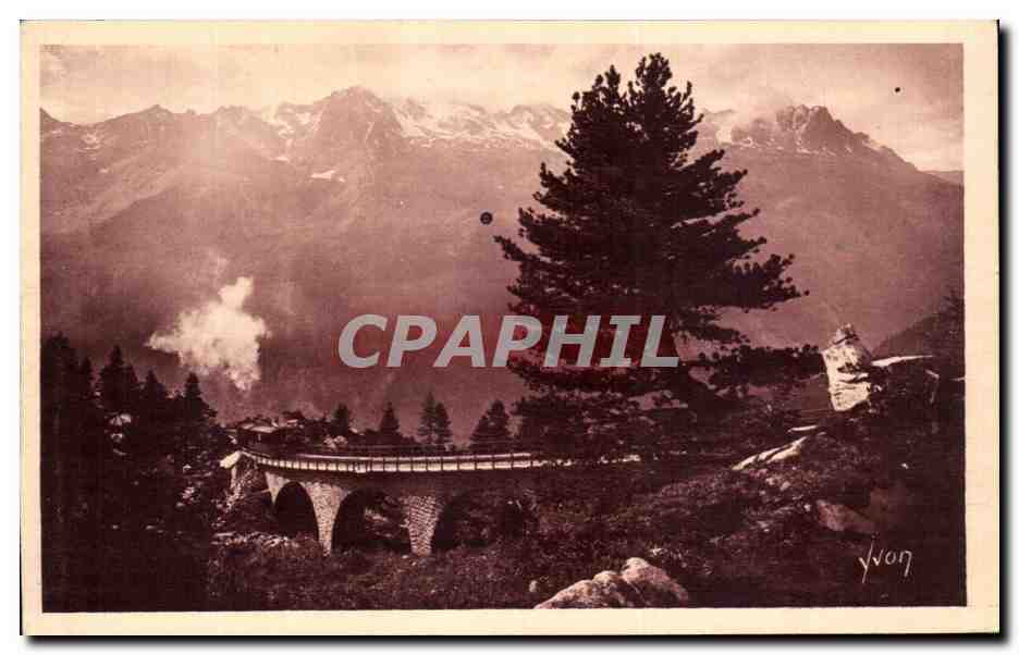 CPA Chamonix Le Brevent et Le Chemin de Fer du Montenvers Train 