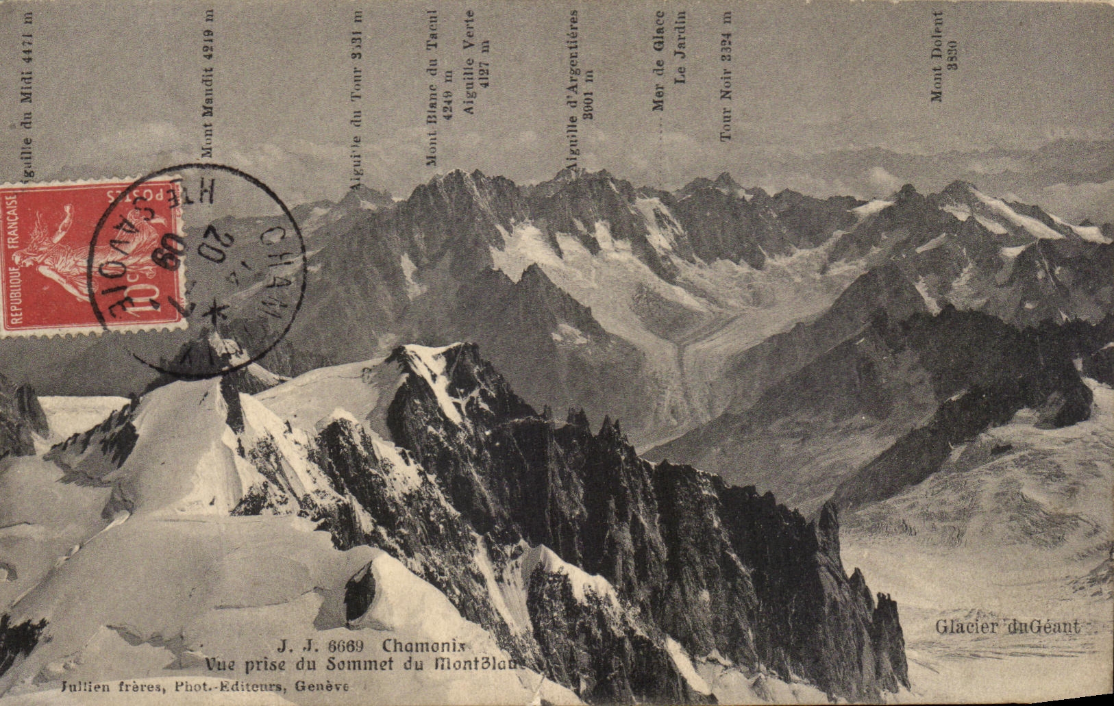 CPA Chamonix Vue prise du sommet du Mont Blanc 
