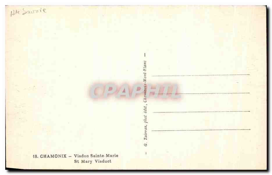 CPA Chamonix viaduc Sainte Marie  — Verso
