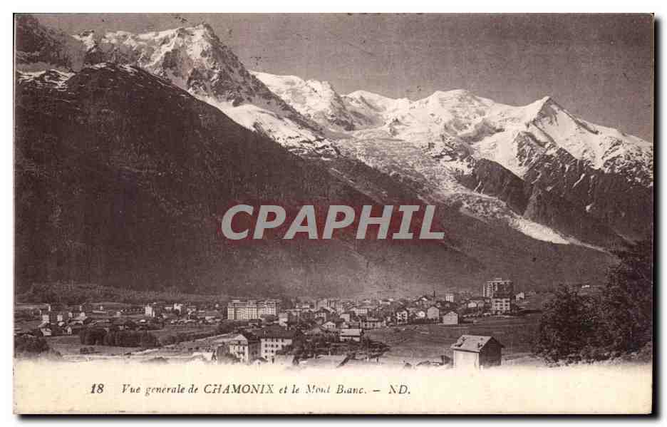 CPA Chamonix Vue Generale et le Mont Blanc