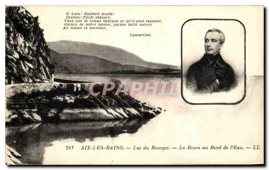 CPA Aix les Bains Lac du Bourget La Route au Bord de L Eau Lamartine 