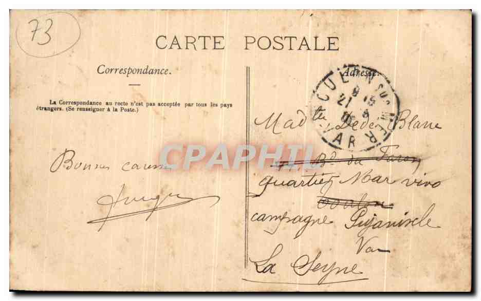 CPA Aix les Bains Lac du Bourget et le Collombier — Verso