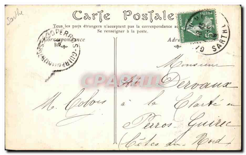 CPA Solesmes Abbaye des Benediclins le Cloitre — Verso