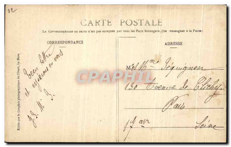 CPA Le Mans La Cathedrale cote sud La Tour  — Rückseite