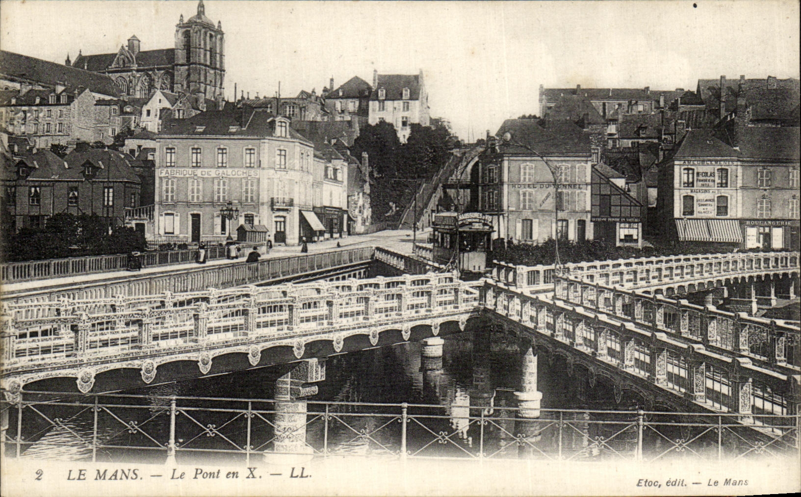 CPA Le Mans Le Pont en X Tramway