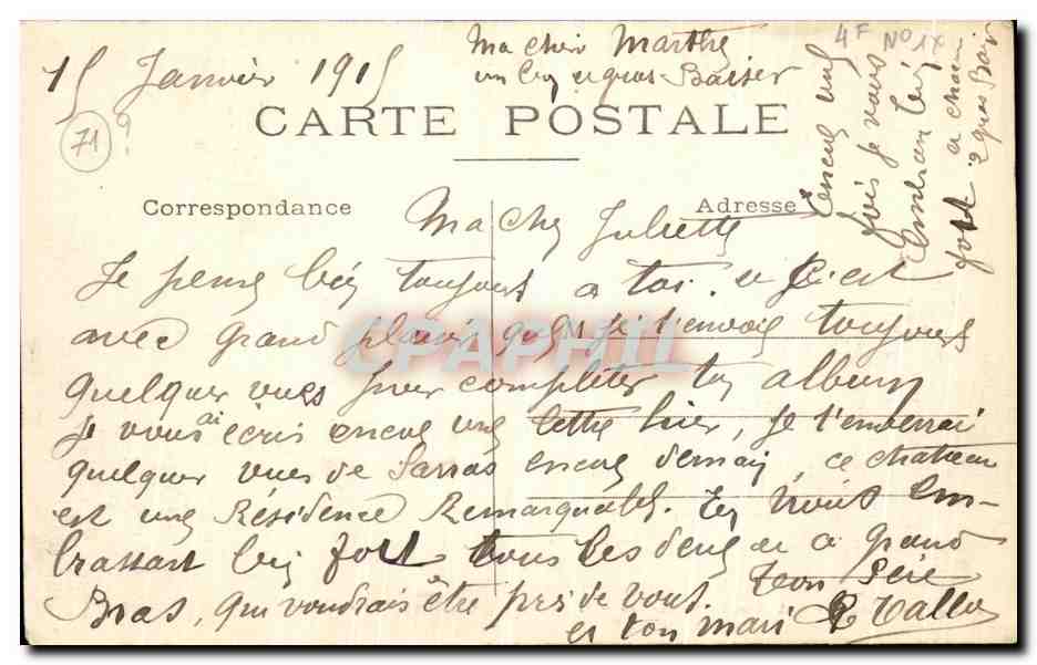 Château de SAINT-VALLIER — Ancienne résidence de Diane de Poitiers — Phototypie Bilion à Deauvillers-aux-Bois — Rückseite