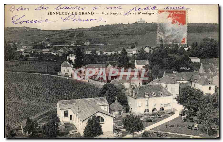 Sennecy-le-Grand — Vue panoramique et montagne — éd. Bosser