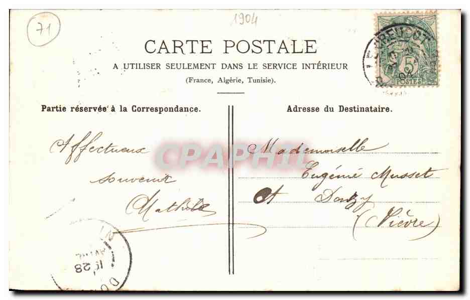 Le Creusot — Boulevard du Guide et Hôtel de Ville — Ch. Martet, édit. — Rückseite