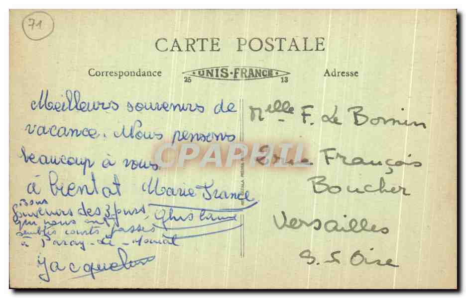 Paray-le-Monial (S.-et-L.) — La Basilique et le Pont sur la Bourbince — B.F. n°145 — Rückseite