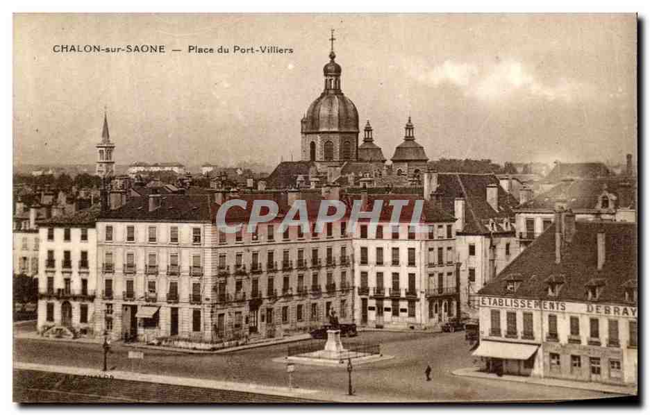 CPA Chalon Sur Saone Place Du Port Villiers Etablissements Debray