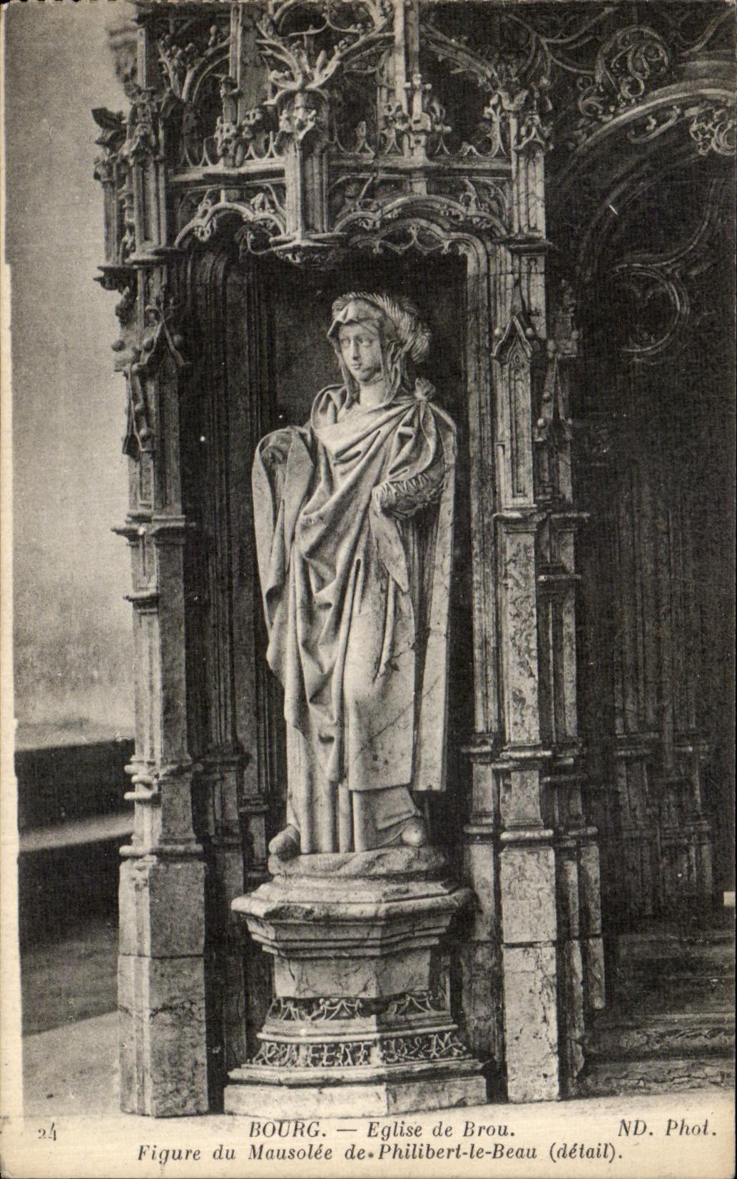 Bourg — Église de Brou. Figure du Mausolée de Philibert-le-Beau (détail). ND. Phot.