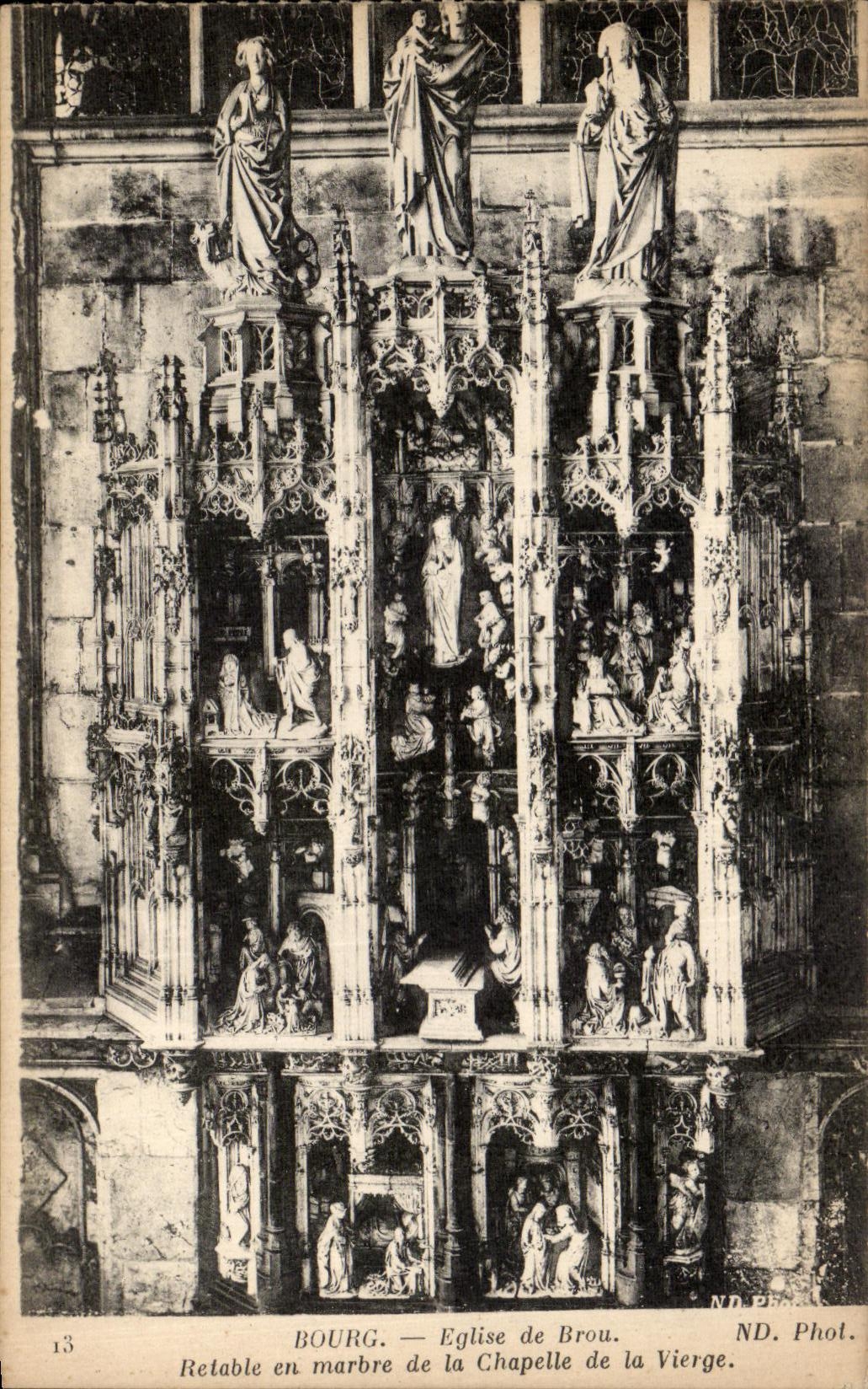 Bourg — Église de Brou. Retable en marbre de la Chapelle de la Vierge. ND. Phot.
