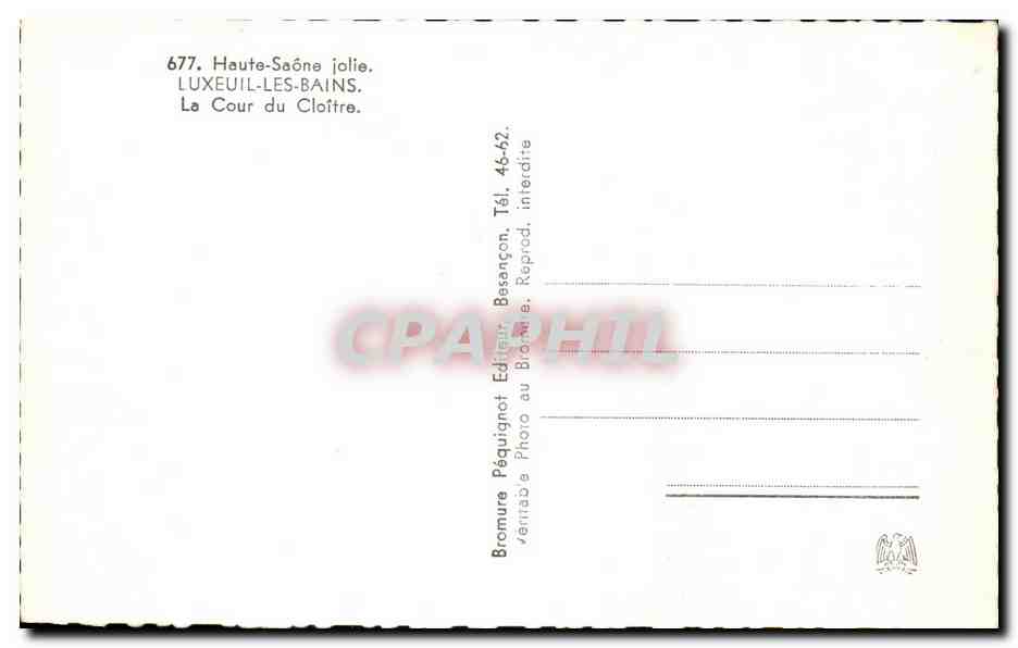CPSM Luxeuil Les Bains La Cour du Cloitre  — Rückseite
